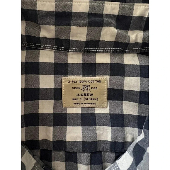 J.Crew Men's Button Down Size S 2 -ply 100% Cotton Color Navy Blue and White - Picture 3 of 4